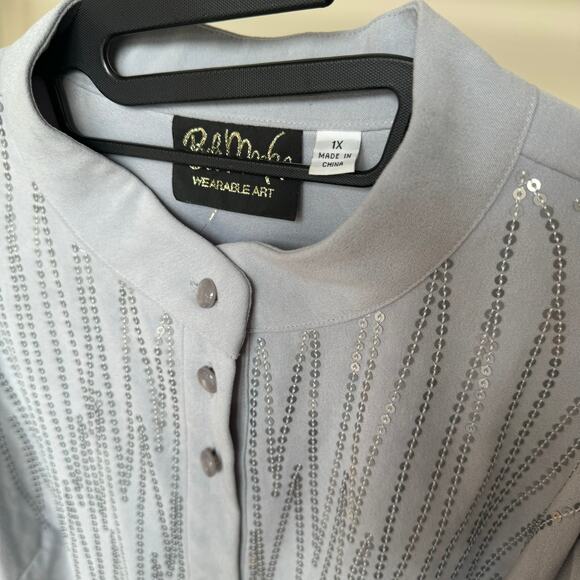 Bob Macke Wearable Art Blazer Sequin Gray Moleskin Jacket Vintage - Picture 2 of 10